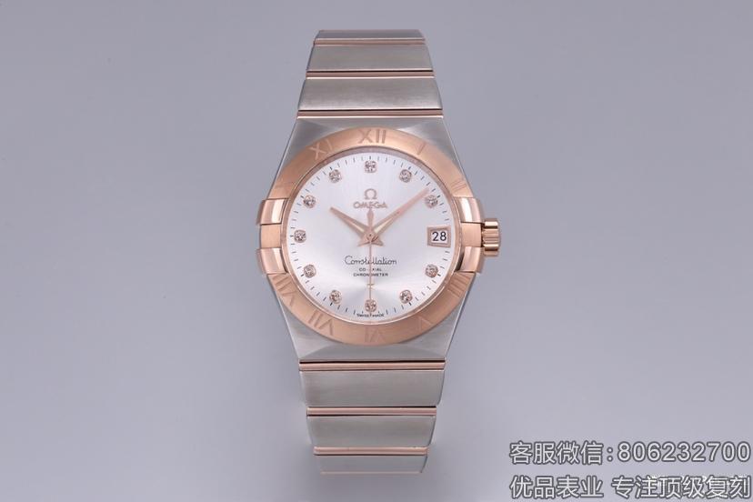 VS厂欧米茄星座玫瑰金机械复刻表新款上市