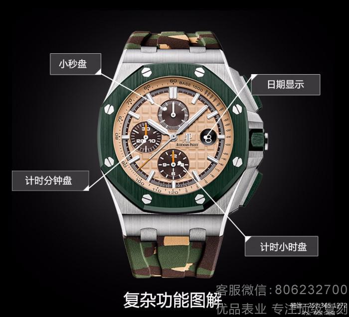 JF厂爱彼26400SO迷彩绿色陶瓷3126机芯少量到货