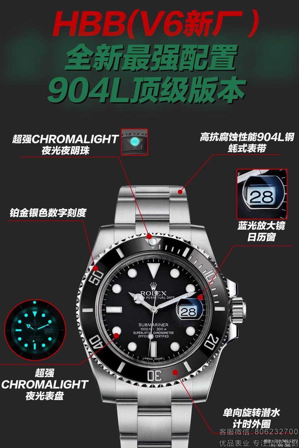 HBBv6厂一比一精仿劳力士黑水鬼116610站西强势来袭！