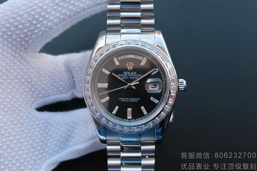 高仿劳力士星期日历型男表多少钱228396TBR黑色腕表