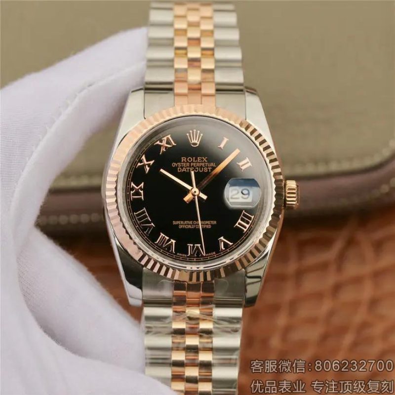 复刻劳力士日志型手表36MM 18K玫瑰金