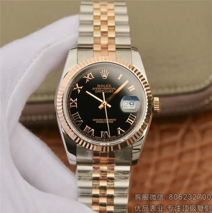 复刻劳力士日志型手表36MM 18K玫瑰金