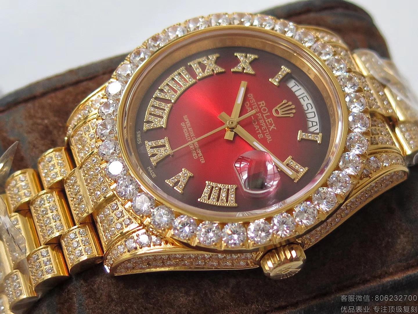 劳力士红宝石满天星rolex18K金满钻复刻表