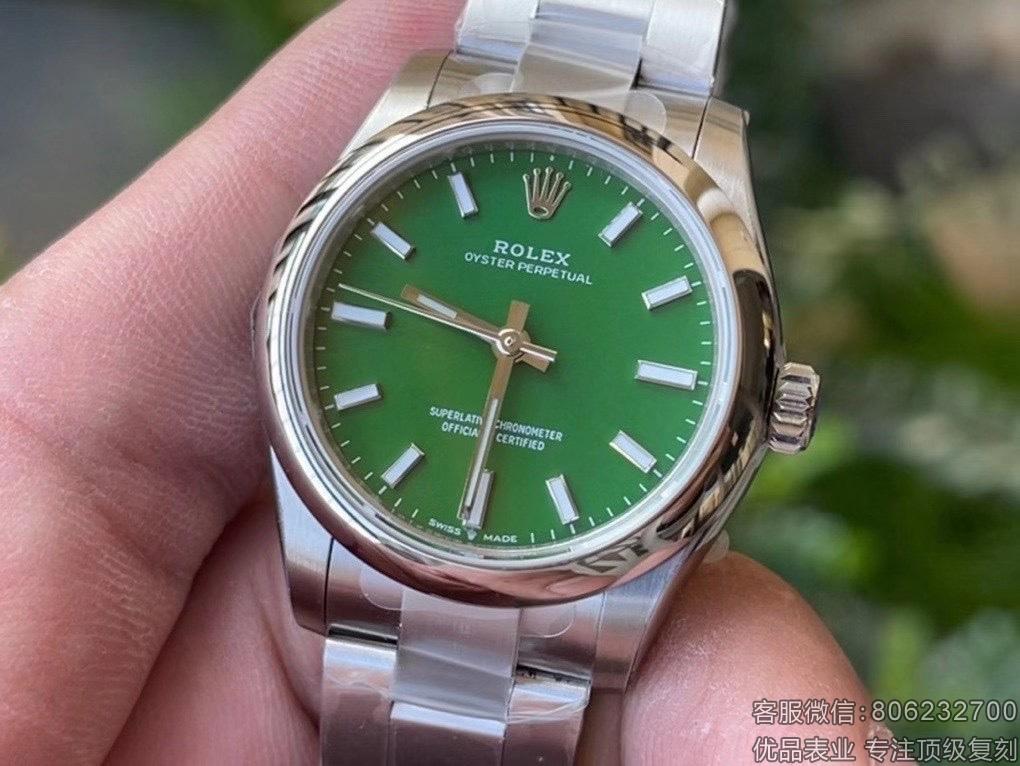 rolex劳力士绿色女士蚝式恒动复刻腕表