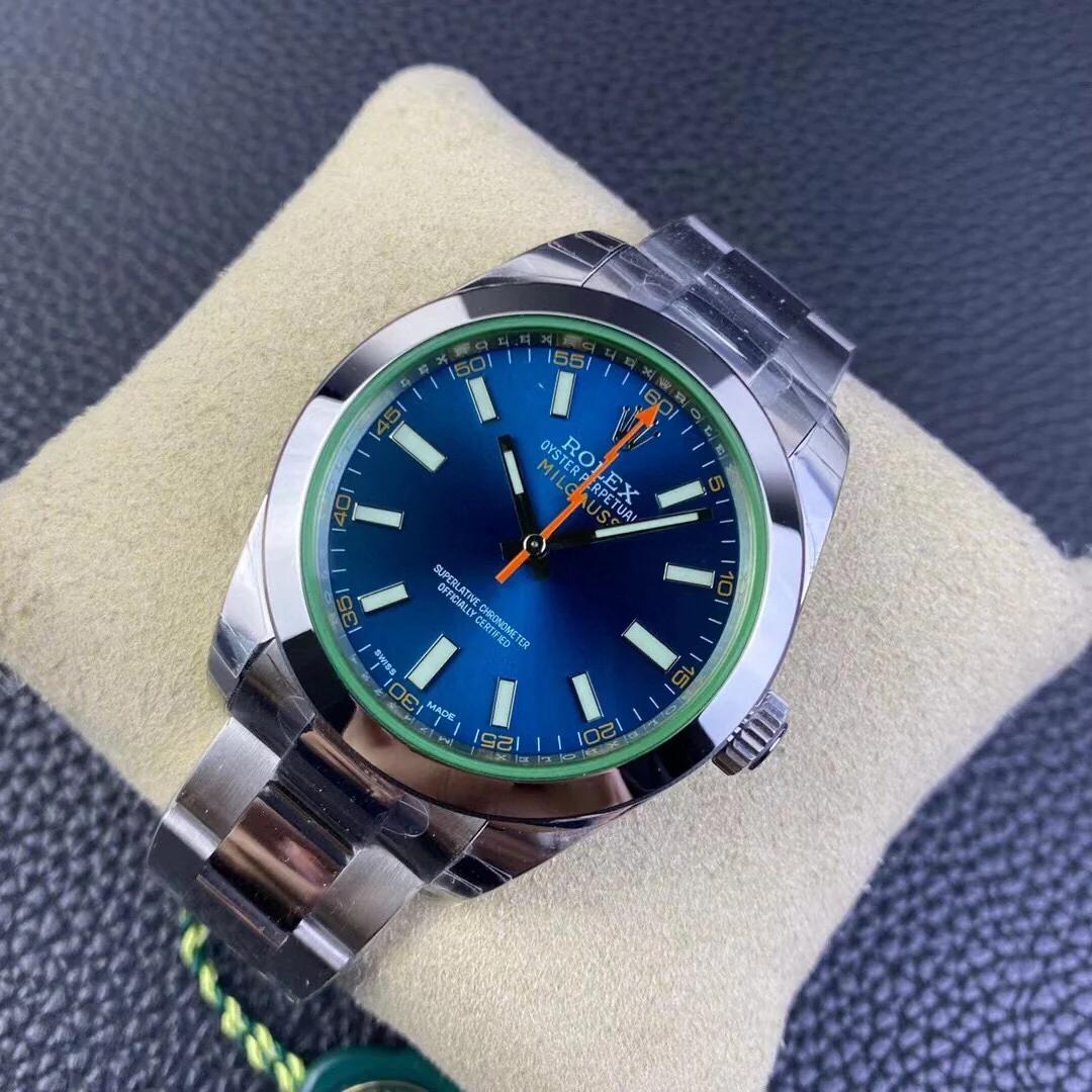 劳力士格磁型系列m116400gv-0002蓝盘腕表 闪电针