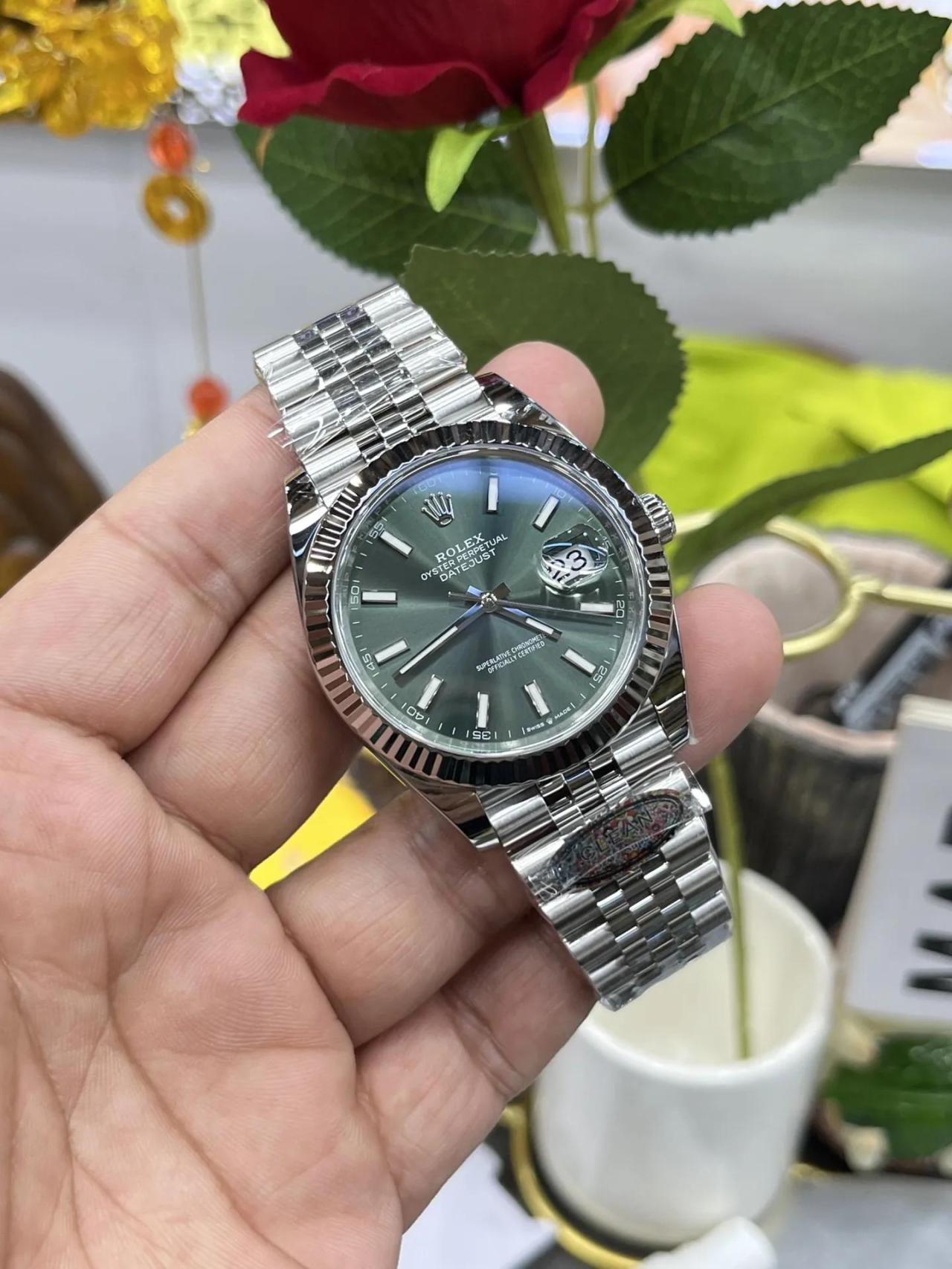 劳力士日志仿得好系列m126334-0028腕表(薄荷绿)